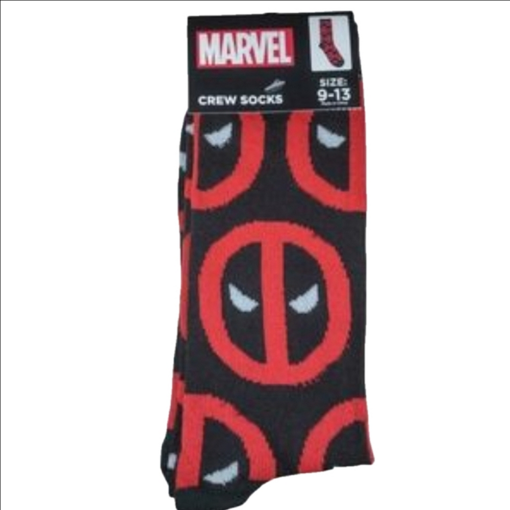 4/$25 Marvel Deadpool Socks Red and Black Equalizer Mens Crew New